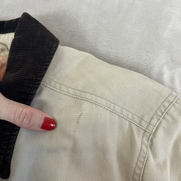 VTG Y2K Chore Coat Womens Large Beige Jacket Farm Barn Outdoor Workwear Utility - Picture 10 of 14